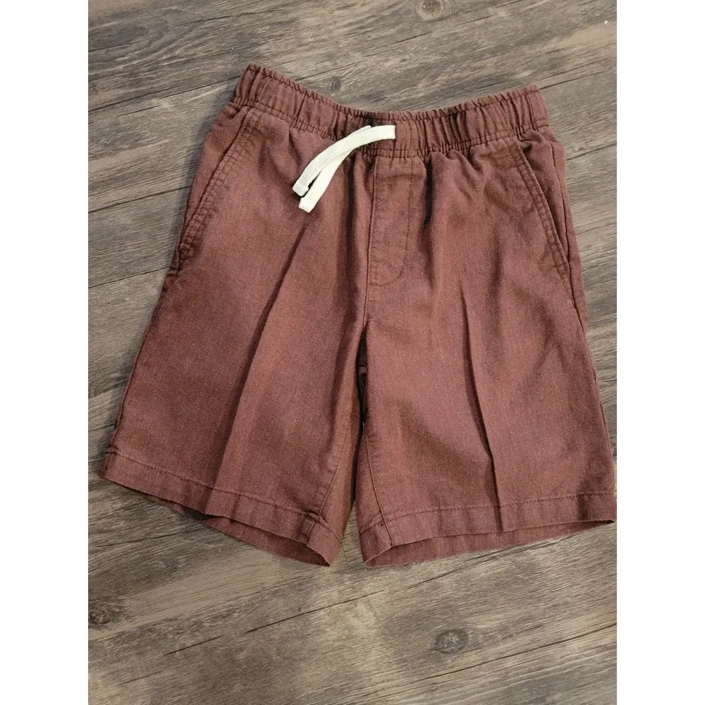 Old Navy Boys Rust Brown Linen Blend Pull On‎ Shorts Size L 10-12 Drawstring